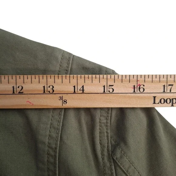 Tory Burch Sgt. Pepper Twill Military Field Jacket Women's M Green Side-Laced - Picture 9 of 10